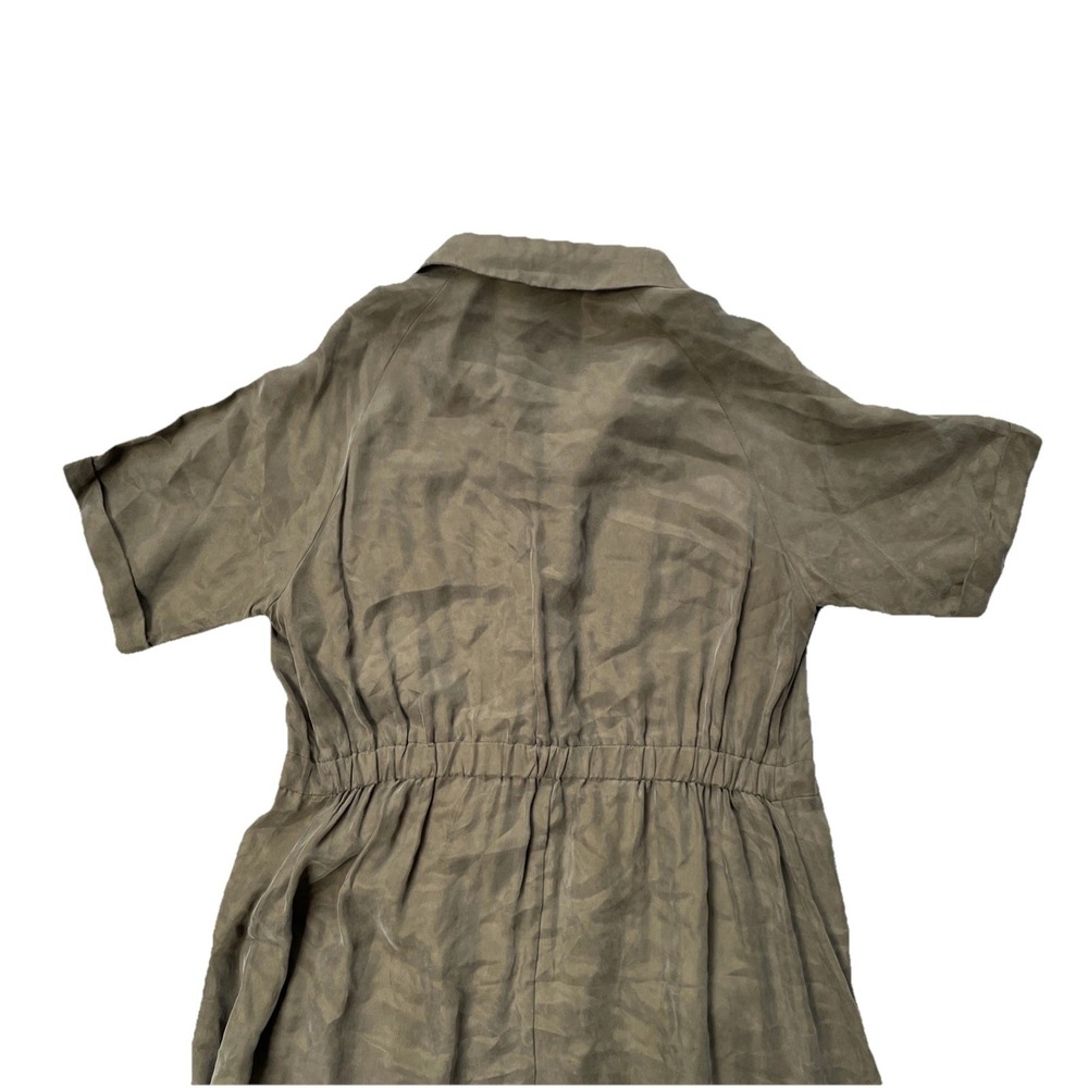 Miou Muse Women's Olive Green Cargo Maxi Dress Zip Front Collard Size Medium - Picture 11 of 13